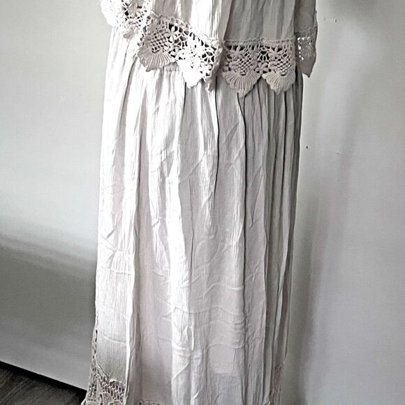 Rue 21 White Strapless Eyelet Lace Dress Boho Peasant Cottagecore L High‎ Low - Picture 7 of 8